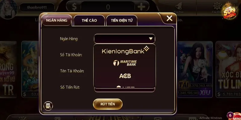 Sunwin 50 Quy trình rút tiền Sunwin an toàn